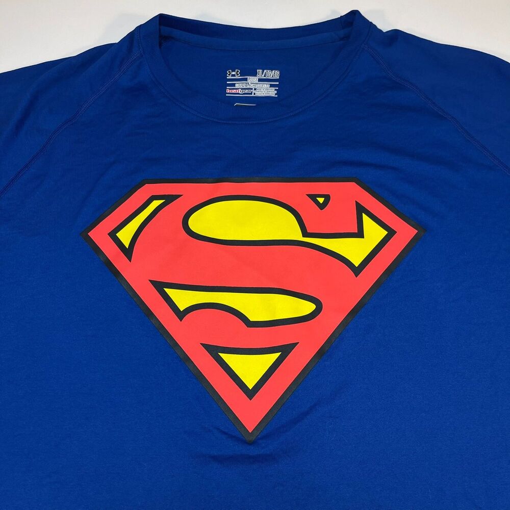Under Armour Superman Alter Ego Loose Fit Athletic Polyester T Shirt Sz Mens XL